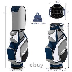 10.5 Golf Cart Bag with14 Way Full-Length Individual Dividers&7 Zippered Pockets