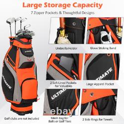 10.5 Inch Golf Cart Bag with 14 Way Dividers and 7 Zippered Pockets
