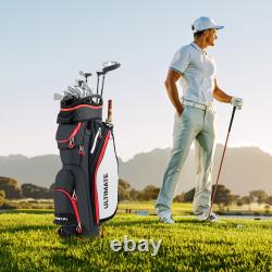 11'' Golf Cart Bag with8 Zippered Pockets & 14 Way Top Dividers Rain Hood