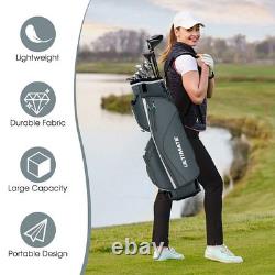 14 Dividers Golf Cart Bag with 7 Zippered Pocket Color Gray