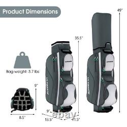 14 Dividers Golf Cart Bag with 7 Zippered Pocket Color Gray