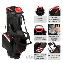 14 Way Golf Bag Lightweight Golf Club Bags withSafe/Cooler-Pocket Rain-Hood Stand