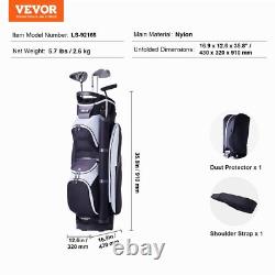 14-Way Golf Cart Bag 36 withDust Cover & Straps Multiple Pockets Premium Nylon