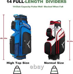 14-Way Golf Cart Bag, Premium Full Length Golf Bag for Men with Magnetic Leather
