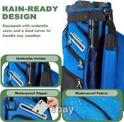 14-Way Golf Cart Bag, Premium Full Length Golf Bag for Men with Magnetic Leather
