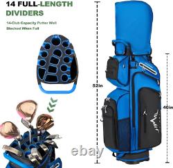 14-Way Golf Cart Bag, Premium Full Length Golf Bag for Men with Magnetic Leather