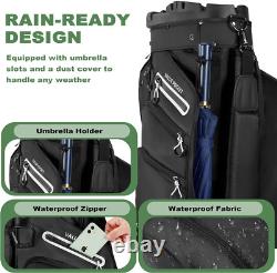 14-Way Golf Cart Bag, Premium Full Length Golf Bag withMagnetic Leather Pocket