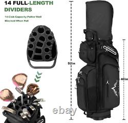 14-Way Golf Cart Bag, Premium Full Length Golf Bag withMagnetic Leather Pocket