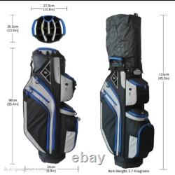 14-Way Golf Cart Bag With Cooler & Shoe Pocket, Rain Hood & Putter Well