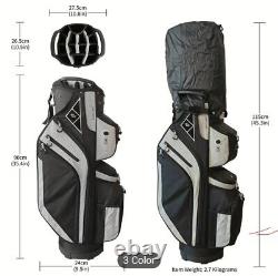 14-Way Golf Cart Bag With Cooler & Shoe Pocket, Rain Hood & Putter Well