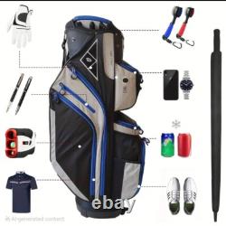14-Way Golf Cart Bag With Cooler & Shoe Pocket, Rain Hood & Putter Well