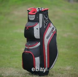 14-Way Golf Cart Bag With Cooler & Shoe Pocket, Rain Hood & Putter Well (Red)