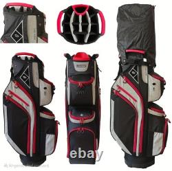 14-Way Golf Cart Bag With Cooler & Shoe Pocket, Rain Hood & Putter Well (Red)