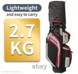 14-Way Golf Cart Bag With Cooler & Shoe Pocket, Rain Hood & Putter Well (Red)