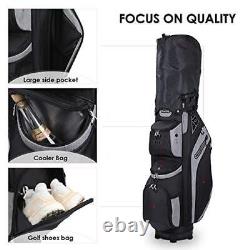 14 Way Golf Cart Bag for Push Bag Classy Design Full Length with Cooler, Black