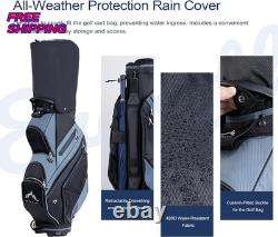14 Way Golf Cart Bag with Organizer Divider & Rain Cover Black Foggy Blue NEW US
