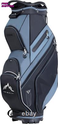 14 Way Golf Cart Bag with Organizer Divider & Rain Cover Black Foggy Blue NEW US