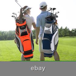 14 Way Golf Cart Bag with2 Full Length Dividers & 7 Zippered Pockets Rain Hood