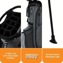 14-Way Golf Stand Bag with Padded Straps, Full-Length Dividers & Rain Cover Grey