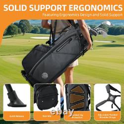 14-Way Golf Stand Bag with Padded Straps, Full-Length Dividers & Rain Cover Grey