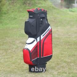 14-Way Premium T-Lock Golf Cart Bag with Handles & Rain Hood (Red/Black/White)