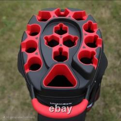 14-Way Premium T-Lock Golf Cart Bag with Handles & Rain Hood (Red/Black/White)