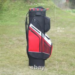 14-Way Premium T-Lock Golf Cart Bag with Handles & Rain Hood (Red/Black/White)