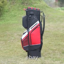 14-Way Premium T-Lock Golf Cart Bag with Handles & Rain Hood (Red/Black/White)