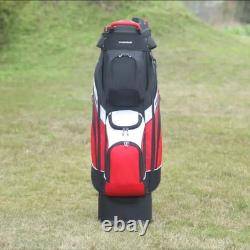 14-Way Premium T-Lock Golf Cart Bag with Handles & Rain Hood (Red/Black/White)