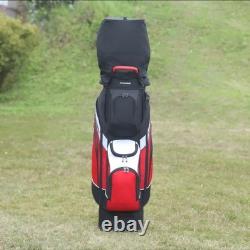 14-Way Premium T-Lock Golf Cart Bag with Handles & Rain Hood (Red/Black/White)