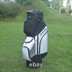 14-Way Premium T-Lock Golf Cart Bag with Handles & Rain Hood (White/Black)