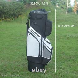 14-Way Premium T-Lock Golf Cart Bag with Handles & Rain Hood (White/Black)