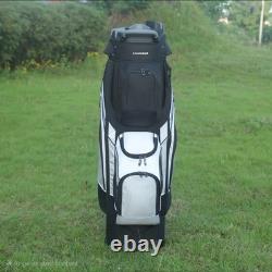 14-Way Premium T-Lock Golf Cart Bag with Handles & Rain Hood (White/Black)