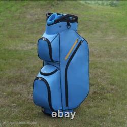 15-Way Golf Cart Bag With Cooler & Shoe Pocket, Rain Hood & Putter Well (Blue)