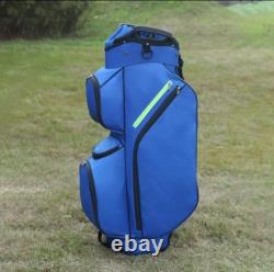 15-Way Golf Cart Bag With Cooler & Shoe Pocket, Rain Hood & Putter Well (Blue)