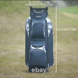 15-Way Golf Cart Bag With Cooler & Shoe Pocket, Rain Hood & Putter Well (Blue)