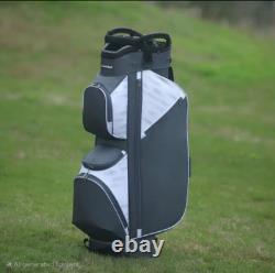 15-Way Golf Cart Bag With Cooler & Shoe Pocket, Rain Hood & Putter Well (Gray)