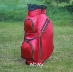 15-Way Golf Cart Bag With Cooler & Shoe Pocket, Rain Hood & Putter Well (Red)