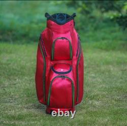 15-Way Golf Cart Bag With Cooler & Shoe Pocket, Rain Hood & Putter Well (Red)
