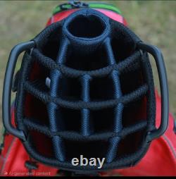 15-Way Golf Cart Bag With Cooler & Shoe Pocket, Rain Hood & Putter Well (Red)
