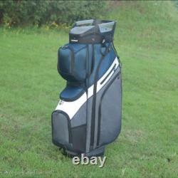 15-Way Premium T-Lock Golf Cart Bag with Handles & Rain Hood (Blue/Gray/White)