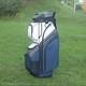 15-way Premium T-lock Golf Cart Bag With Handles & Rain Hood (white/gray/blue)