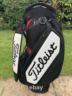 2019 Titleist Midsize Black Golf Tour Staff Cart Bag, Rainhood & Strap, 8/10