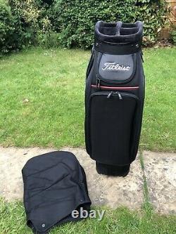 2019 Titleist Midsize Black Golf Tour Staff Cart Bag, Rainhood & Strap, 8/10