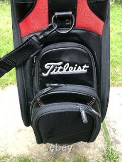 2019 Titleist Midsize Black Golf Tour Staff Cart Bag, Rainhood & Strap, 8/10
