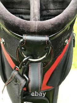 2019 Titleist Midsize Black Golf Tour Staff Cart Bag, Rainhood & Strap, 8/10