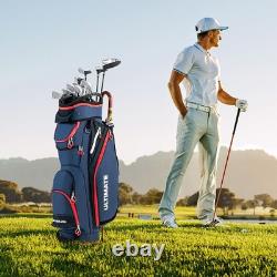 9.5 Inch Golf Cart Bag with 14 Way Dividers Top Organizer-Navy Color Navy