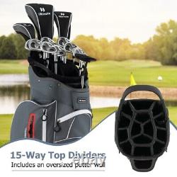 9.5 Lightweight Portable Golf Cart Bag with 15 Way Top Divider 7 Zippered Pocket