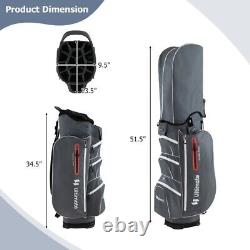 9.5 Lightweight Portable Golf Cart Bag with 15 Way Top Divider 7 Zippered Pocket