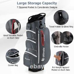 9.5 Lightweight Portable Golf Cart Bag with 15 Way Top Divider 7 Zippered Pocket